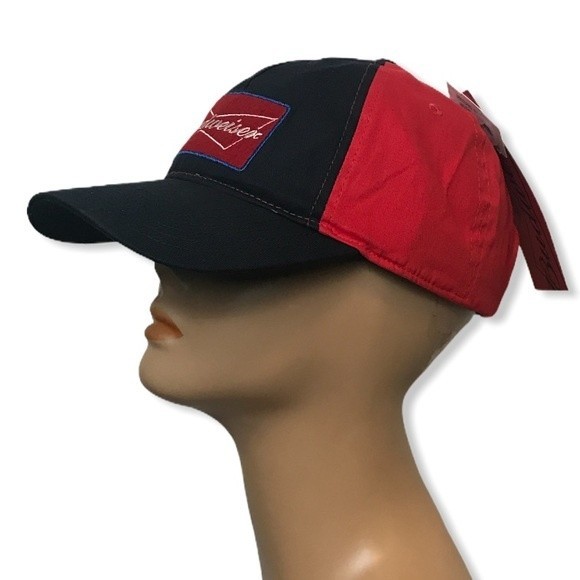 90s Budweiser Trucker Cap embroidered adjustable blue Red Logo embroidered - Picture 12 of 13